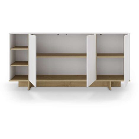 Aparador 3 puertas y 3 huecos Celia acabado blanco/roble, 80cm(alto) 170cm(ancho) 40cm(largo)