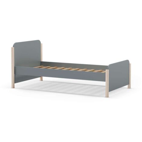 Cama juvenil Emma acabado verde kaki/cera blanca, 70cm(alto) 199cm(ancho) 107.2cm(fondo)