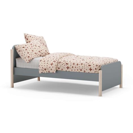 Cama juvenil Emma acabado verde kaki/cera blanca, 70cm(alto) 199cm(ancho) 107.2cm(fondo)