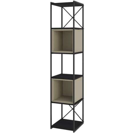 Estantería 2 cubos y estantes modelo Berta-36 acabado negro/verde, 179cm(alto) 36cm(ancho) 39cm(largo). (1/2)