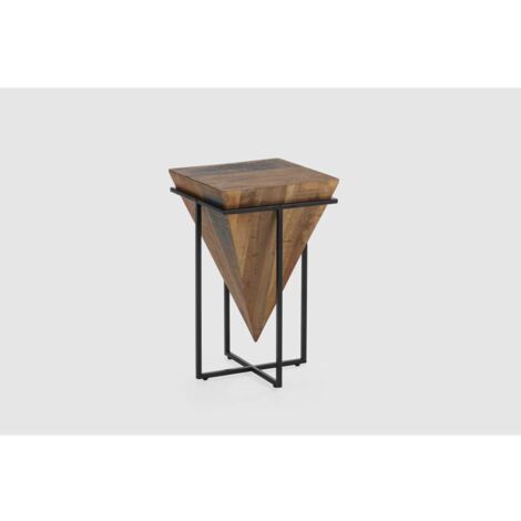 Mesa auxiliar de rincón modelo Avila-68 en madera acabado natural, 68cm(alto) 42cm(ancho) 42cm(fondo). (1/4)