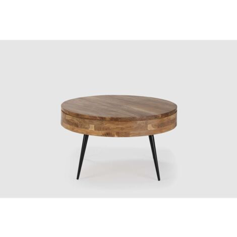Mesa de centro redonda modelo Erika acabado madera de acacia, 50cm(alto) 90cm(ancho) 90cm(fondo). (1/5)