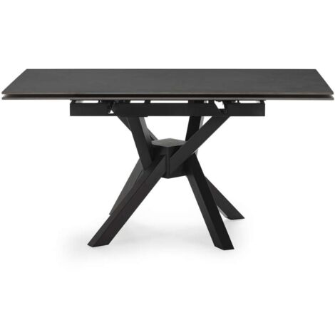 Mesa para comedor extensible Md-Alcoy acabado gris oscuro/negro, 90/150cm(ancho) 76cm(altura) 150cm(fondo).