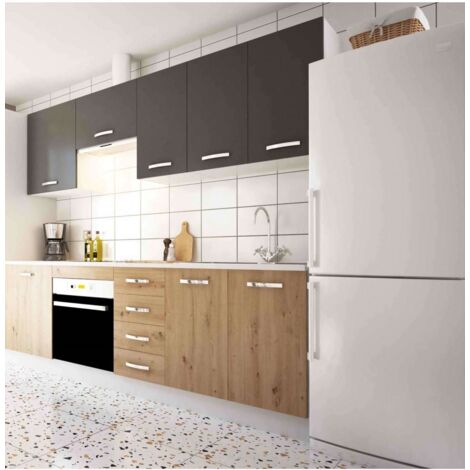 Cocina completa sin zocalo y sin encimera 240 cm(ancho) color roble albargris parís KIT-KIT