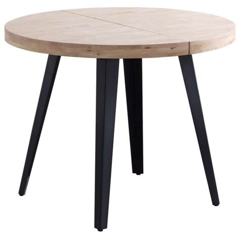 Mesa redonda extensible Berg roble nordish patas negras 76 cm(alto) 120/160/200cm(ancho) 120cm(largo)