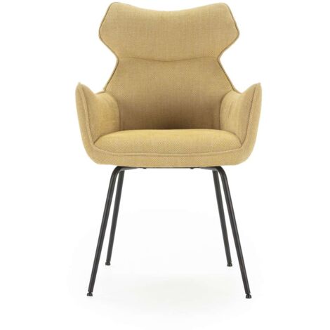 Pack de 2 sillones modelo Dimitri tapizado textil mostaza, 90cm(alto) 60cm(ancho) 65cm(largo) (1/5)