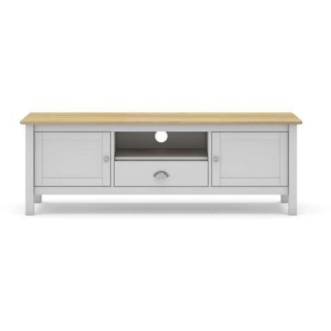 Mueble para televisión 2 puertas 1 cajón Miguel acabado blanco/roble, 53cm(alto) 158cm(ancho) 40cm(largo) (1/5)