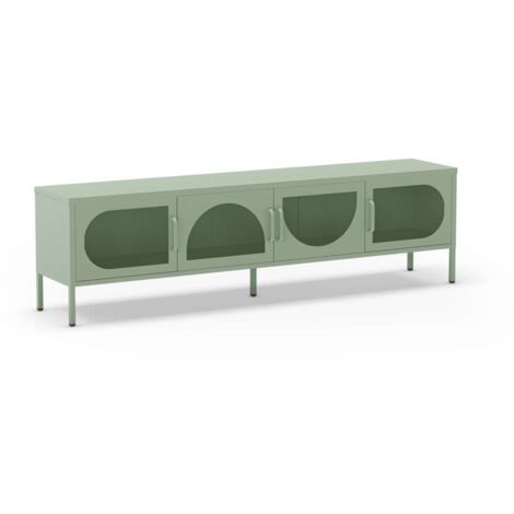 Mueble televisión modelo Toledo 4 puertas acabado metal verde menta, 180cm(ancho) 50cm(alto) 35cm (largo) (1/5)