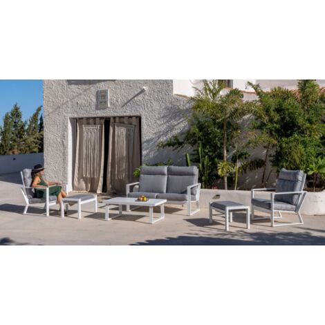 Conjunto terraza jardín aluminio Bolonia-77 con estructura en blanco. (1/5)