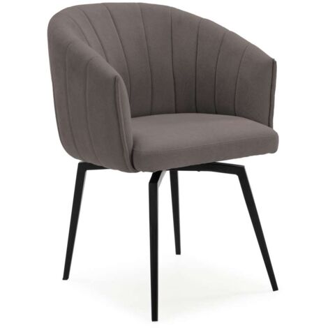 Sillón giratorio modelo Plumeti tapizado textil gris oscuro, 81cm(alto) 60cm(ancho) 61cm(largo) (1/4)