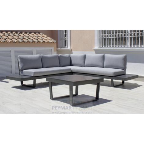 Conjunto terraza jardín aluminio Loira-7 con estructura en antracita. (1/3)