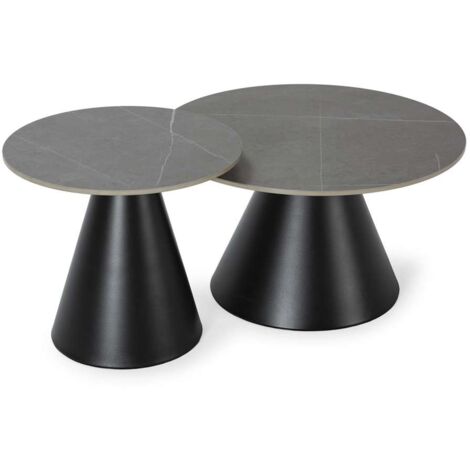 Set de 2 mesas de centro modelo Laura acabado gris/negro, 42.5/48.5cm(alto) 70/50cm(ancho) 70/50m(fondo). (1/5)