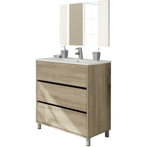 Mueble de baño con espejo Kalma sin lavabo acabado roble cambrian, 90 cm(alto)81,5 cm(ancho)46,5 cm(largo)