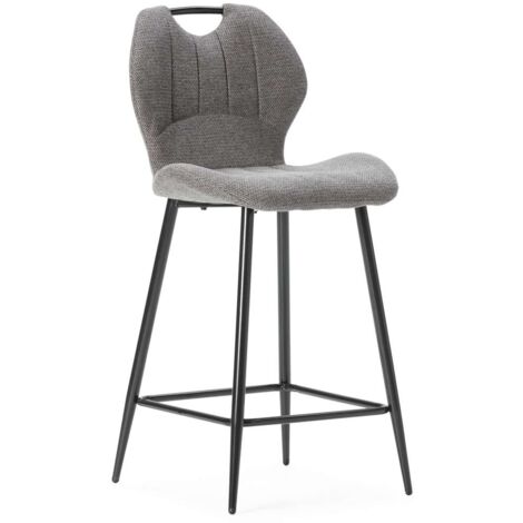 Pack de 2 taburetes modelo Omar tapizado en textil gris antracita, 96cm(alto) 48cm(ancho) 51cm (largo) (1/5)