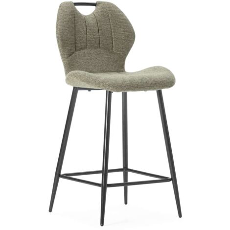 Pack de 2 taburetes modelo Omar tapizado en textil verde, 96cm(alto) 48cm(ancho) 51cm (largo) (1/5)