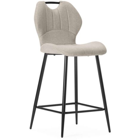 Pack de 2 taburetes modelo Omar tapizado en textil beige, 96cm(alto) 48cm(ancho) 51cm (largo) (1/5)