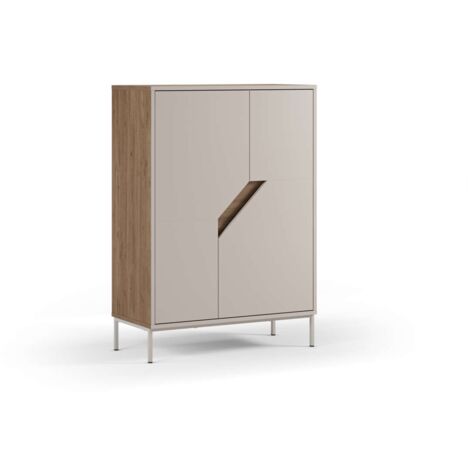 Mueble auxiliar alto 2 puertas abatibles md-Rómulo acabado crema/roble sepet, 120cm(alto) 85cm(ancho) 40cm(prof.)