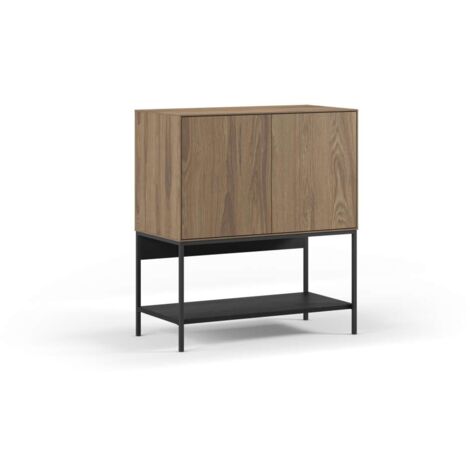Mueble auxiliar 2 puertas abatibles md-Nina acabado roble-ud/negro. 90cm(alto) 80cm(ancho) 40cm(prof.) (1/5)