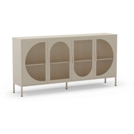 Mueble aparador modelo Toledo 4 puertas acabado metal crema, 160cm(ancho) 90cm(alto) 40cm (largo)