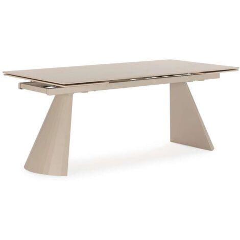 Mesa para comedor extensible Md-Erica acabado travertine, 180/260cm(ancho) 76cm(altura) 90cm(fondo).