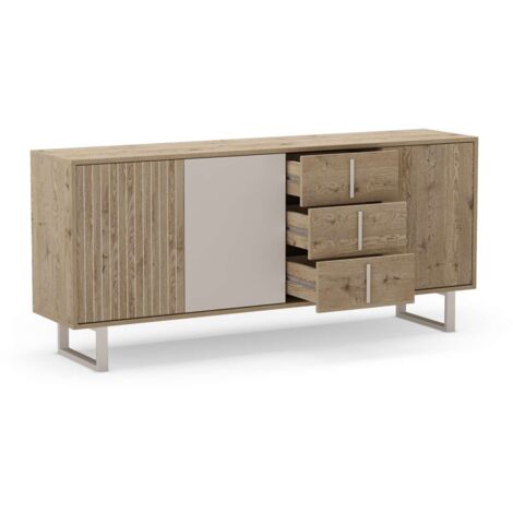 Aparador 3 puertas y 3 cajones mod-Apolo acabado roble y gris, 180cm ...