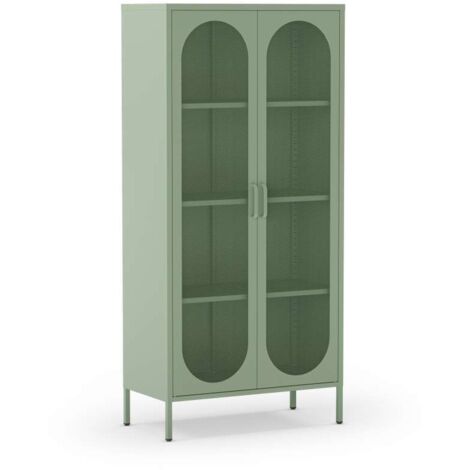 Mueble auxiliar alto 2 puertas abatibles modelo Dora acabado metal verde menta. 170cm(alto) 80cm (ancho) 40cm(prof.)