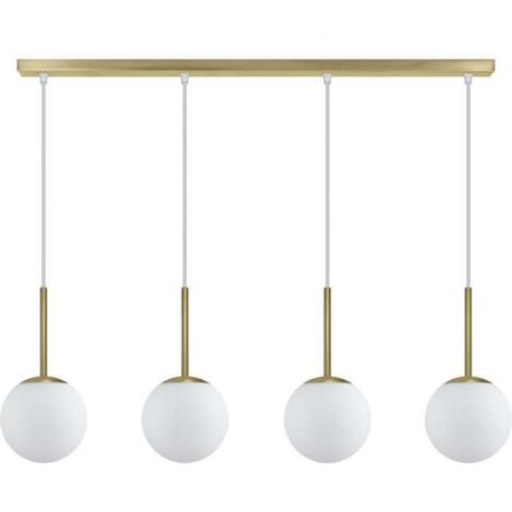 Colgante alargado 4 luces modelo Portile acabado laton/blanco, 36/136cm(alto) 86cm(ancho) 15cm(fondo) (1/2)