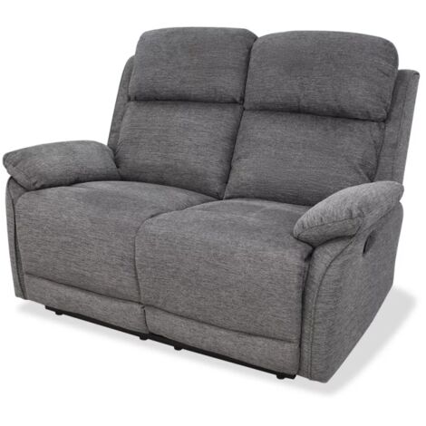 Sofá dos plazas relax con palanca modelo Caprio tapizado textil gris, 122cm(Ancho) 84cm(Fondo) 102cm(Alto)