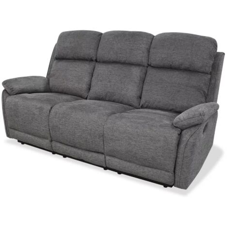 Sofá tres plazas relax con palanca modelo Caprio tapizado textil gris, 185cm(Ancho) 84cm(Fondo) 102cm(Alto)