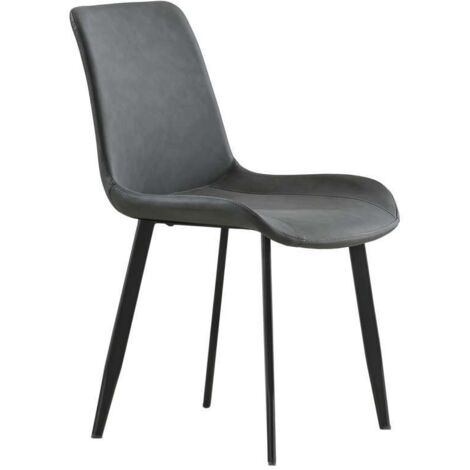 Pack de 2 sillas para cocina o comedor Lis tapizado simil piel gris envejecido, 83cm(alto) 50cm(ancho) 47cm(largo) (1/4)