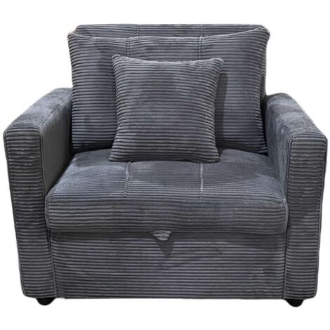 Sillón cama 1 plaza Divan en tela gris. 99cm(ancho) x 99cm(fondo) x 88cm(alto)