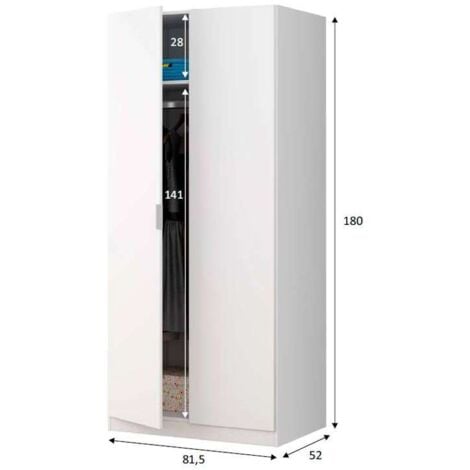 Armario ropero Herro 2 puertas acabado blanco 180 cm(alto)81 cm(ancho)52 cm(largo)