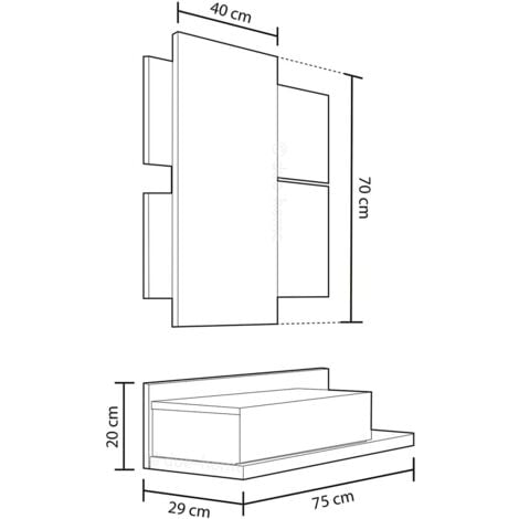 Recibidor con cajón + Espejo Modern en acabado madera natural 20 cm(alto)75  cm(ancho)