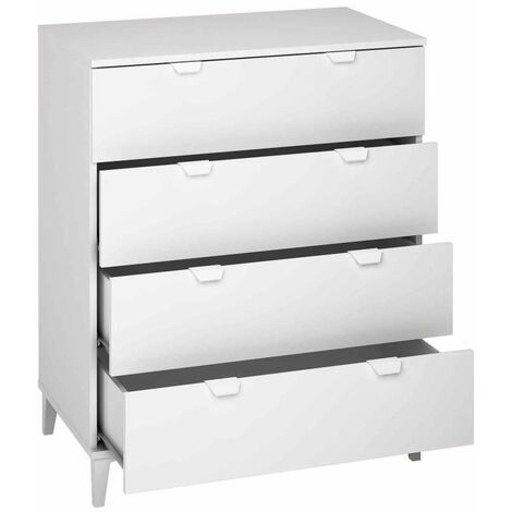 Comoda 4 cajones en acabado blanco 98 cm(alto)80 cm(ancho)48 cm(largo)