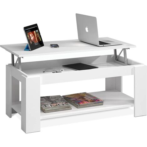 Mesa centro elevable Arboleas en acabado blanco artik 43/54 cm(alto)102 cm(ancho)50 cm(largo)