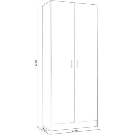 Armario escobero Milan en acabado blanco 2 puertas 73 cm(ancho) 180 cm(altura) 37 cm(fondo)
