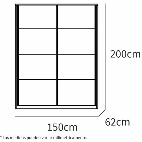 Armario ropero 2 puertas correderas Onix acabado roble aurora/blanco, 200 cm(alto)150 cm(ancho)62 cm(fondo)