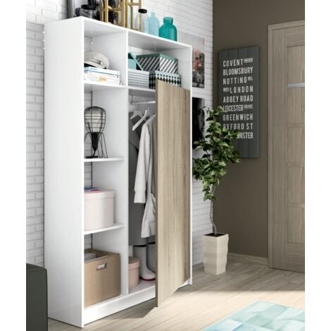 Armario Recibidor Neo acabado roble/blanco, 187 cm(alto)100 cm(ancho)35 cm(fondo)
