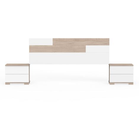 Conjunto cabecero y mesitas Erika en acabado blanco/aurora 105 cm(alto)212 cm(ancho)