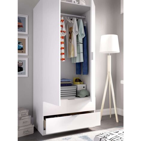 Armario Sabiote 2 puertas abatibles y 2 cajones en blanco 184 cm(alto)81 cm(ancho)52 cm(largo)