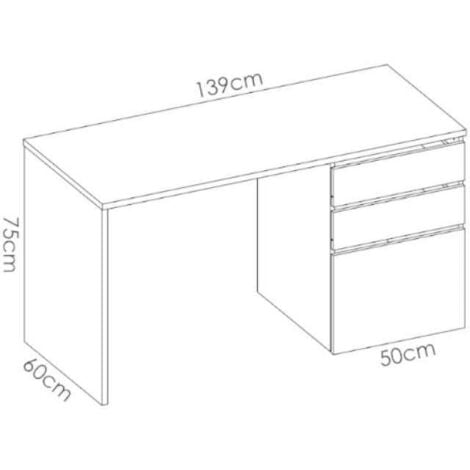 Mesa de despacho Santa Elena en blanco, 75 cm(alto)139 cm(ancho)50 cm(fondo)
