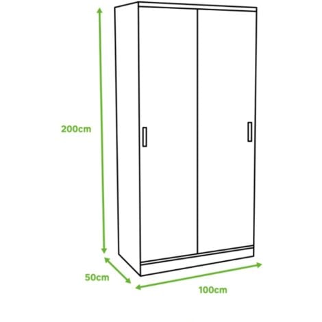 Armario 2 puertas correderas en blanco y roble, 120 x 50 x 200 cm