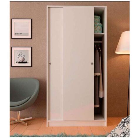 Armario 2 puertas correderas color acabado blanco 180 cm(alto)89,6 cm(ancho)50 cm(fondo)