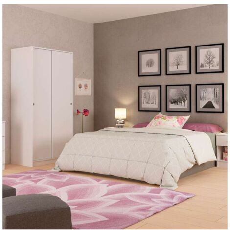 Armario 2 puertas correderas color acabado blanco 180 cm(alto)89,6 cm(ancho)50 cm(fondo)
