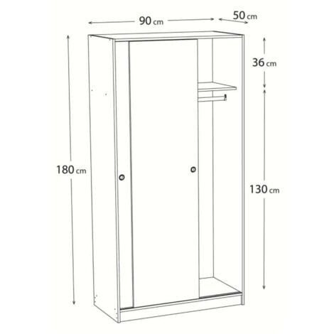 Armario 2 puertas correderas color acabado blanco 180 cm(alto)89,6 cm(ancho)50 cm(fondo)