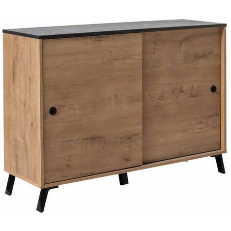 Aparador Kamet dos puertas correderas acabado roble gold/negro, 87cm(alto) 120cm(ancho) 40cm(largo)