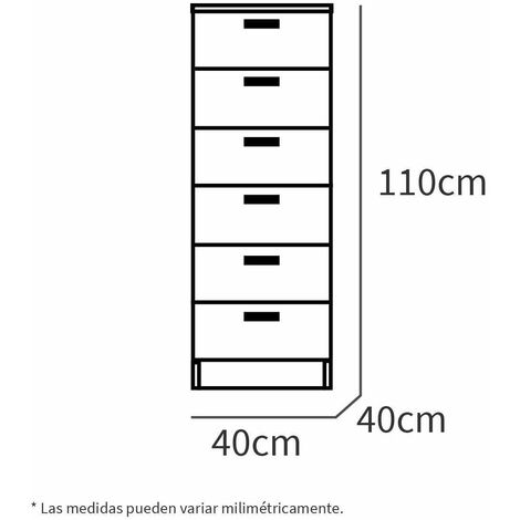 Sinfonier 6 cajones Tibet acabado roble, 110 cm(alto)40 cm(ancho)40 cm(fondo)