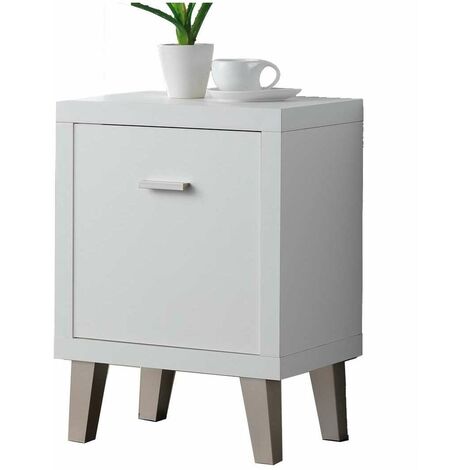 Mesita Auxiliar Venecia 1 puerta en acabado color blanco 57cm(alto) 43cm(ancho) 29cm(largo) (1/2)