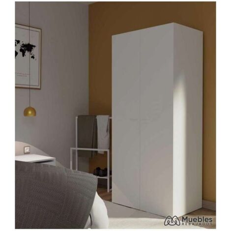 Armario ropero 2 puertas abatibles Tibet acabado blanco, 79 cm(ancho) 180 cm(altura) 52 cm(fondo)