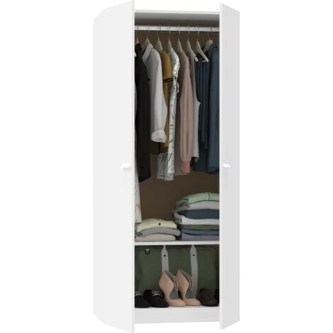 Armario ropero 2 puertas abatibles Tibet acabado blanco, 79 cm(ancho) 180 cm(altura) 52 cm(fondo)